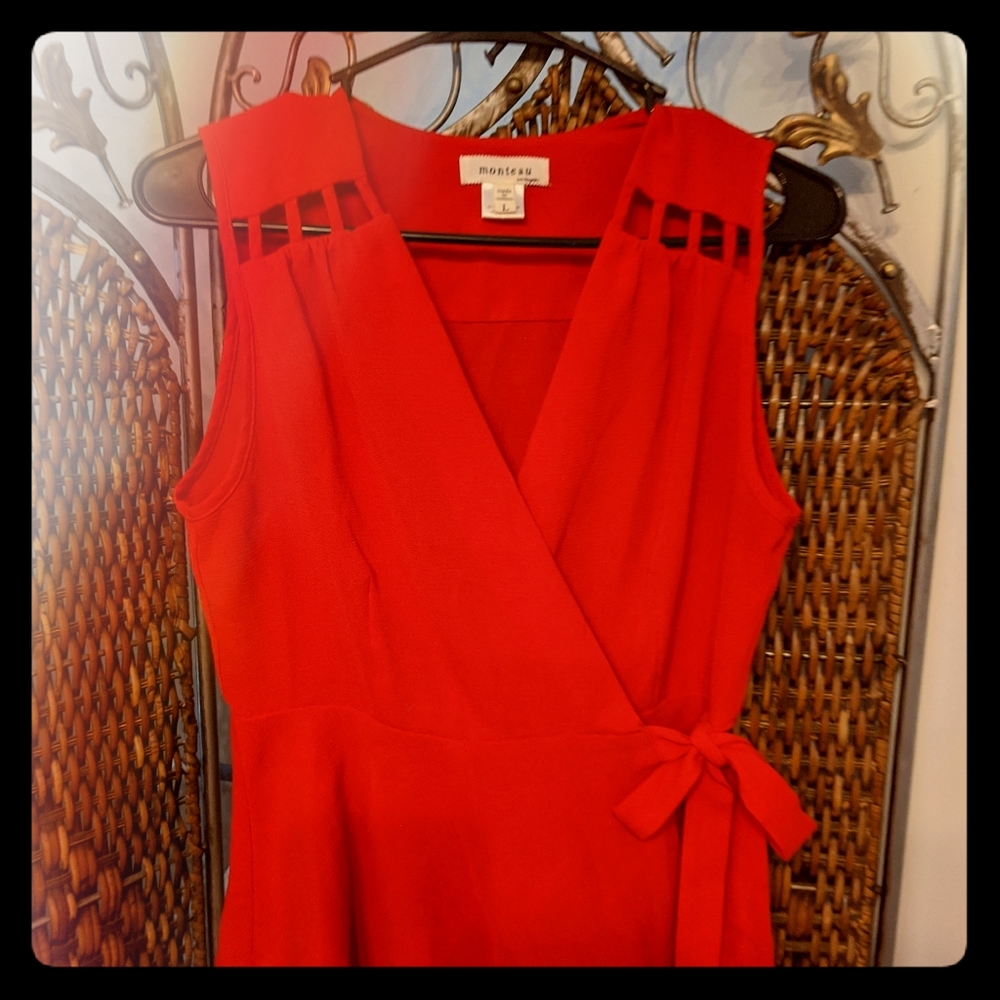 Red Cross/Tie Waist Tank
